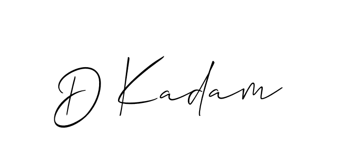 Use a signature maker to create a handwritten signature online. With this signature software, you can design (Allison_Script) your own signature for name D Kadam. D Kadam signature style 2 images and pictures png