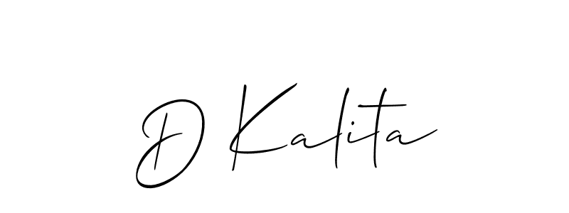 It looks lik you need a new signature style for name D Kalita. Design unique handwritten (Allison_Script) signature with our free signature maker in just a few clicks. D Kalita signature style 2 images and pictures png