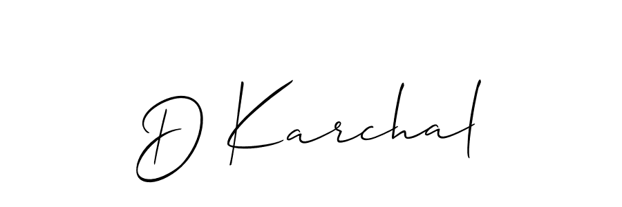 The best way (Allison_Script) to make a short signature is to pick only two or three words in your name. The name D Karchal include a total of six letters. For converting this name. D Karchal signature style 2 images and pictures png