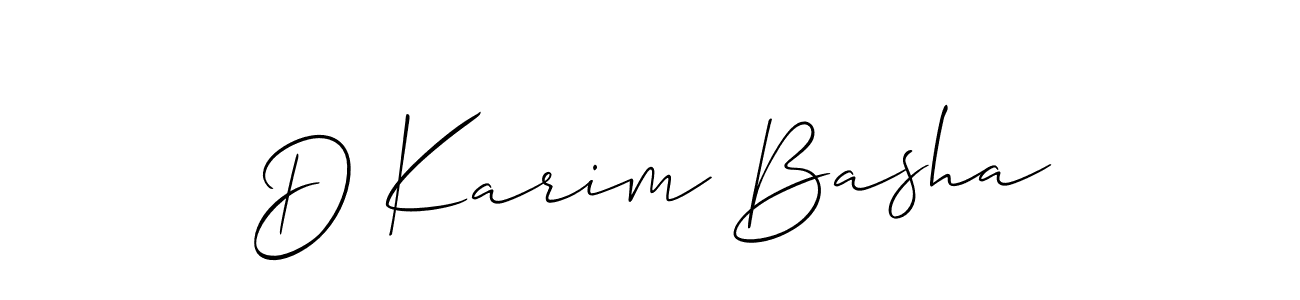 Make a short D Karim Basha signature style. Manage your documents anywhere anytime using Allison_Script. Create and add eSignatures, submit forms, share and send files easily. D Karim Basha signature style 2 images and pictures png