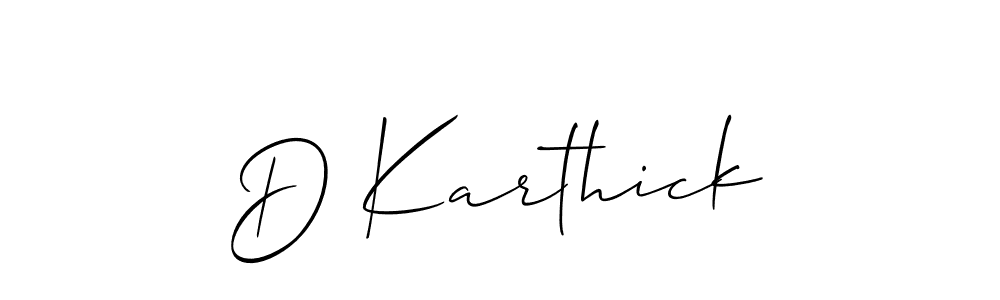 Make a short D Karthick signature style. Manage your documents anywhere anytime using Allison_Script. Create and add eSignatures, submit forms, share and send files easily. D Karthick signature style 2 images and pictures png