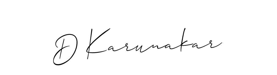 It looks lik you need a new signature style for name D Karunakar. Design unique handwritten (Allison_Script) signature with our free signature maker in just a few clicks. D Karunakar signature style 2 images and pictures png