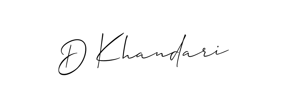 Allison_Script is a professional signature style that is perfect for those who want to add a touch of class to their signature. It is also a great choice for those who want to make their signature more unique. Get D Khandari name to fancy signature for free. D Khandari signature style 2 images and pictures png