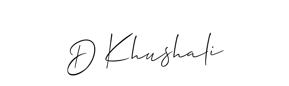 The best way (Allison_Script) to make a short signature is to pick only two or three words in your name. The name D Khushali include a total of six letters. For converting this name. D Khushali signature style 2 images and pictures png