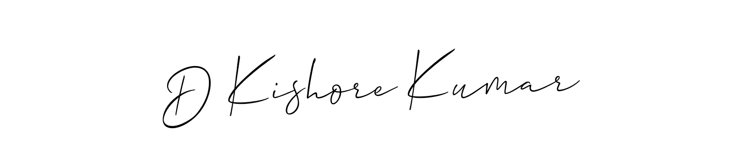 Allison_Script is a professional signature style that is perfect for those who want to add a touch of class to their signature. It is also a great choice for those who want to make their signature more unique. Get D Kishore Kumar name to fancy signature for free. D Kishore Kumar signature style 2 images and pictures png