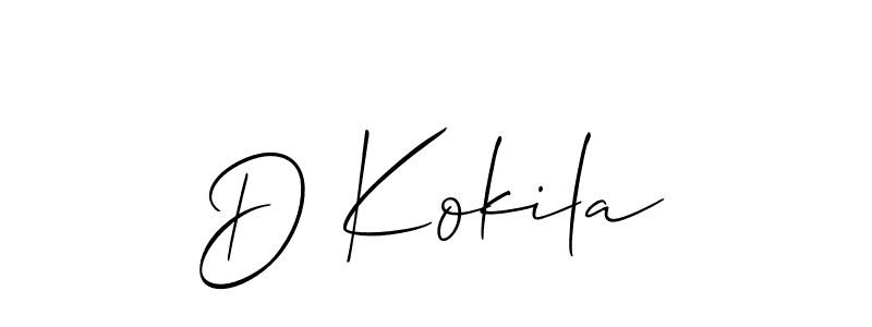 Design your own signature with our free online signature maker. With this signature software, you can create a handwritten (Allison_Script) signature for name D Kokila. D Kokila signature style 2 images and pictures png