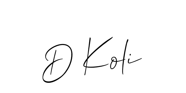 The best way (Allison_Script) to make a short signature is to pick only two or three words in your name. The name D Koli include a total of six letters. For converting this name. D Koli signature style 2 images and pictures png