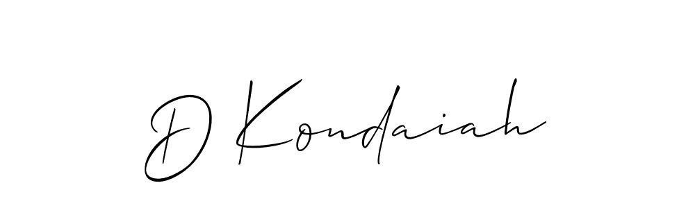 The best way (Allison_Script) to make a short signature is to pick only two or three words in your name. The name D Kondaiah include a total of six letters. For converting this name. D Kondaiah signature style 2 images and pictures png