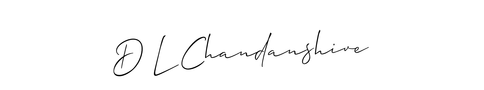 Use a signature maker to create a handwritten signature online. With this signature software, you can design (Allison_Script) your own signature for name D L Chandanshive. D L Chandanshive signature style 2 images and pictures png