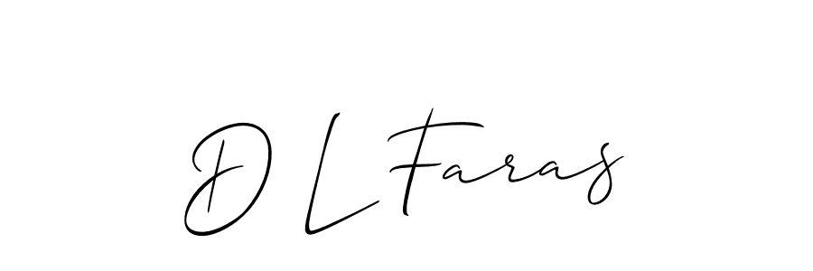 Also You can easily find your signature by using the search form. We will create D L Faras name handwritten signature images for you free of cost using Allison_Script sign style. D L Faras signature style 2 images and pictures png