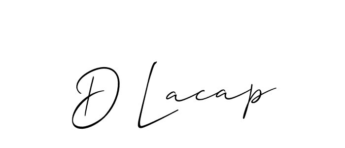 Allison_Script is a professional signature style that is perfect for those who want to add a touch of class to their signature. It is also a great choice for those who want to make their signature more unique. Get D Lacap name to fancy signature for free. D Lacap signature style 2 images and pictures png