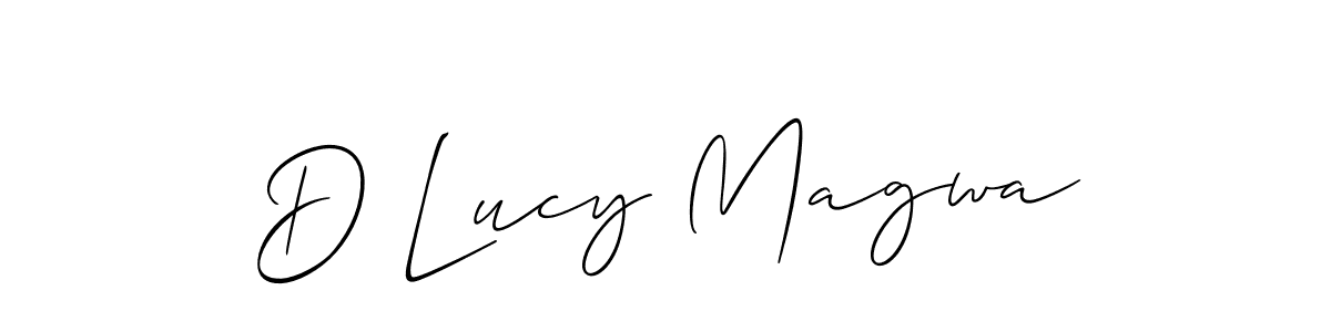 Make a short D Lucy Magwa signature style. Manage your documents anywhere anytime using Allison_Script. Create and add eSignatures, submit forms, share and send files easily. D Lucy Magwa signature style 2 images and pictures png