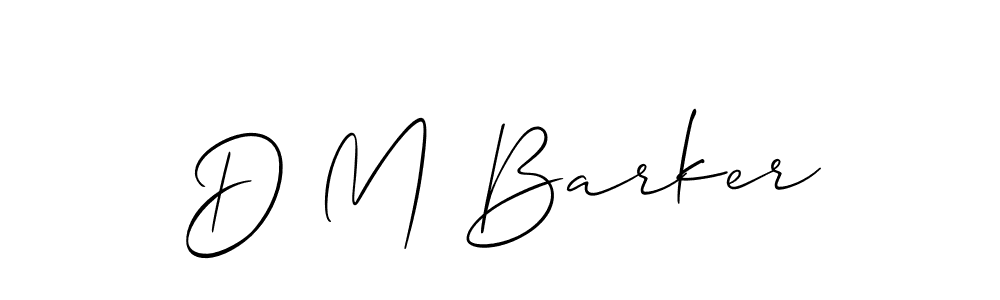 The best way (Allison_Script) to make a short signature is to pick only two or three words in your name. The name D M Barker include a total of six letters. For converting this name. D M Barker signature style 2 images and pictures png