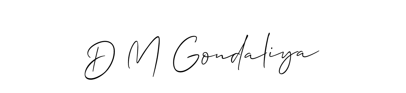Allison_Script is a professional signature style that is perfect for those who want to add a touch of class to their signature. It is also a great choice for those who want to make their signature more unique. Get D M Gondaliya name to fancy signature for free. D M Gondaliya signature style 2 images and pictures png