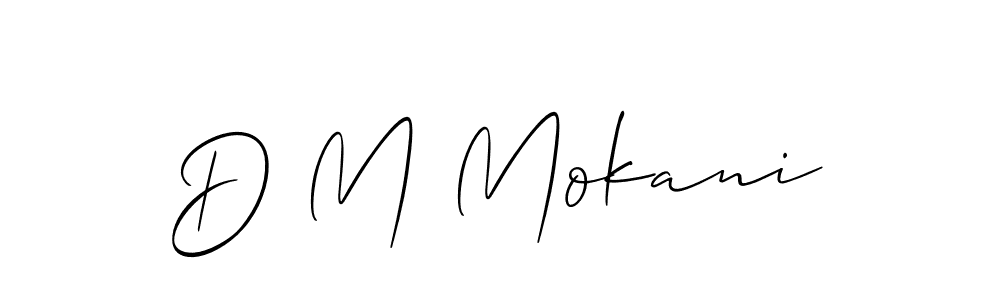 How to make D M Mokani name signature. Use Allison_Script style for creating short signs online. This is the latest handwritten sign. D M Mokani signature style 2 images and pictures png