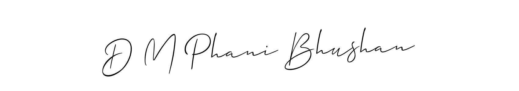 Also You can easily find your signature by using the search form. We will create D M Phani Bhushan name handwritten signature images for you free of cost using Allison_Script sign style. D M Phani Bhushan signature style 2 images and pictures png