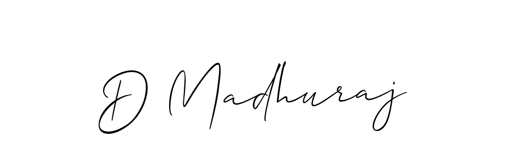 Make a short D Madhuraj signature style. Manage your documents anywhere anytime using Allison_Script. Create and add eSignatures, submit forms, share and send files easily. D Madhuraj signature style 2 images and pictures png