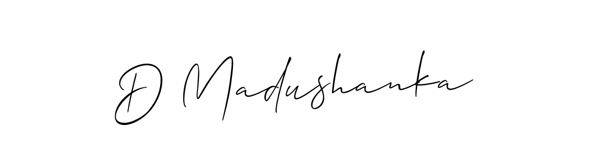 How to make D Madushanka name signature. Use Allison_Script style for creating short signs online. This is the latest handwritten sign. D Madushanka signature style 2 images and pictures png