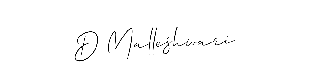 Use a signature maker to create a handwritten signature online. With this signature software, you can design (Allison_Script) your own signature for name D Malleshwari. D Malleshwari signature style 2 images and pictures png