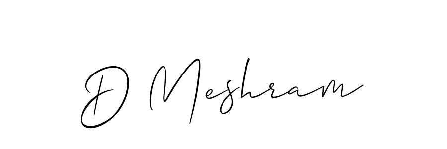 Also You can easily find your signature by using the search form. We will create D Meshram name handwritten signature images for you free of cost using Allison_Script sign style. D Meshram signature style 2 images and pictures png