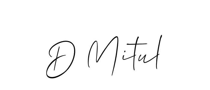 You should practise on your own different ways (Allison_Script) to write your name (D Mitul) in signature. don't let someone else do it for you. D Mitul signature style 2 images and pictures png