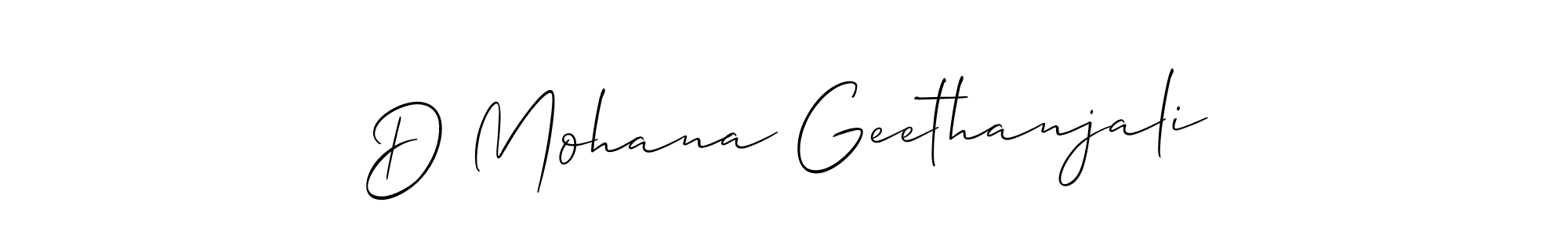 How to make D Mohana Geethanjali name signature. Use Allison_Script style for creating short signs online. This is the latest handwritten sign. D Mohana Geethanjali signature style 2 images and pictures png