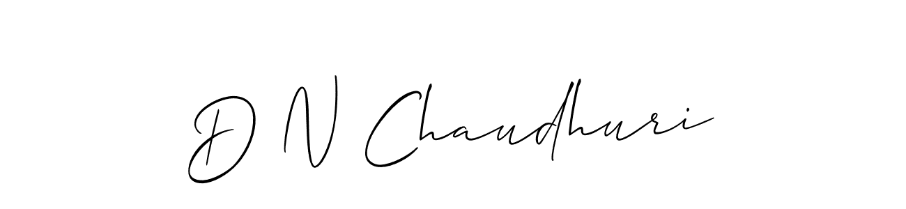 The best way (Allison_Script) to make a short signature is to pick only two or three words in your name. The name D N Chaudhuri include a total of six letters. For converting this name. D N Chaudhuri signature style 2 images and pictures png