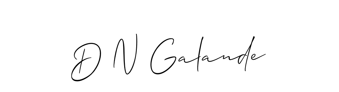 if you are searching for the best signature style for your name D N Galande. so please give up your signature search. here we have designed multiple signature styles  using Allison_Script. D N Galande signature style 2 images and pictures png