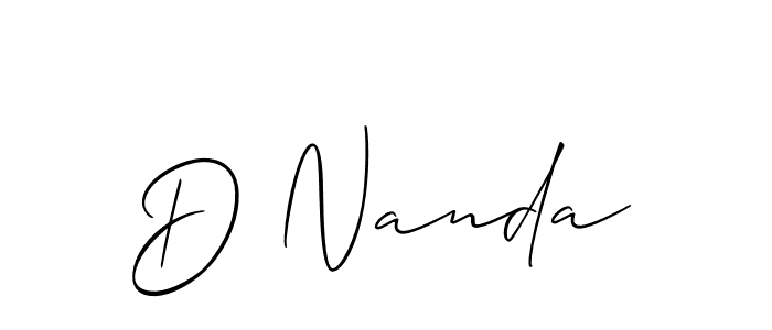 Also You can easily find your signature by using the search form. We will create D Nanda name handwritten signature images for you free of cost using Allison_Script sign style. D Nanda signature style 2 images and pictures png