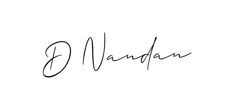 Make a short D Nandan signature style. Manage your documents anywhere anytime using Allison_Script. Create and add eSignatures, submit forms, share and send files easily. D Nandan signature style 2 images and pictures png