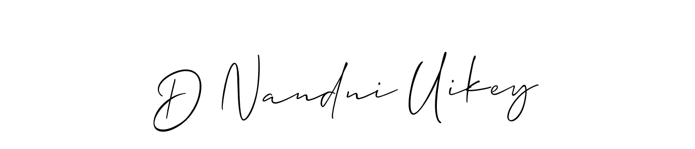 Also You can easily find your signature by using the search form. We will create D Nandni Uikey name handwritten signature images for you free of cost using Allison_Script sign style. D Nandni Uikey signature style 2 images and pictures png