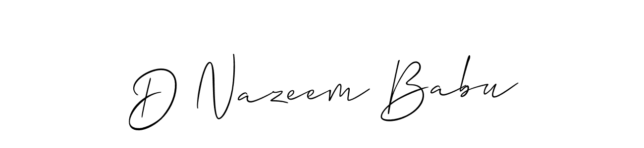 if you are searching for the best signature style for your name D Nazeem Babu. so please give up your signature search. here we have designed multiple signature styles  using Allison_Script. D Nazeem Babu signature style 2 images and pictures png