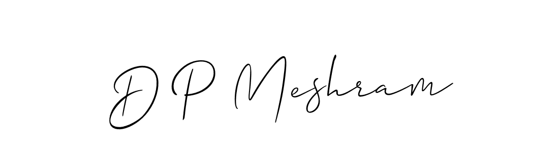 The best way (Allison_Script) to make a short signature is to pick only two or three words in your name. The name D P Meshram include a total of six letters. For converting this name. D P Meshram signature style 2 images and pictures png