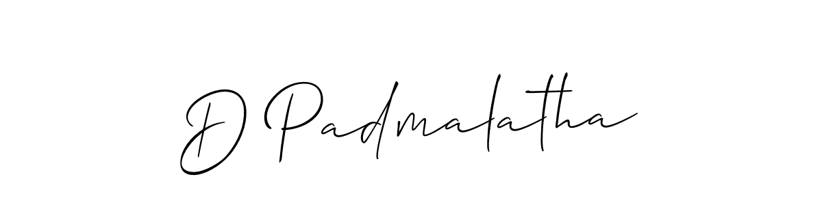 Allison_Script is a professional signature style that is perfect for those who want to add a touch of class to their signature. It is also a great choice for those who want to make their signature more unique. Get D Padmalatha name to fancy signature for free. D Padmalatha signature style 2 images and pictures png