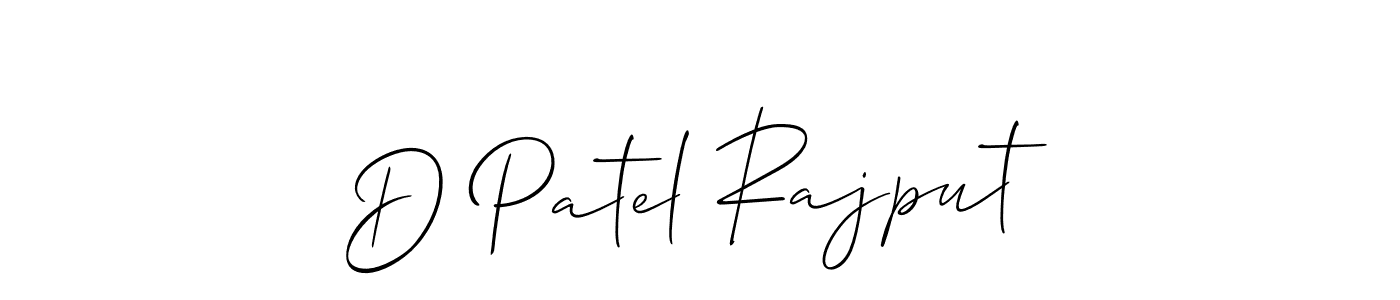 Also You can easily find your signature by using the search form. We will create D Patel Rajput name handwritten signature images for you free of cost using Allison_Script sign style. D Patel Rajput signature style 2 images and pictures png