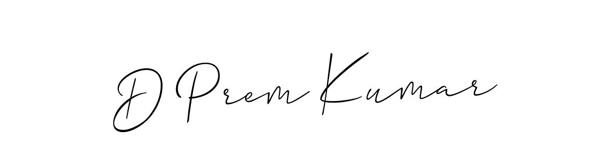 Use a signature maker to create a handwritten signature online. With this signature software, you can design (Allison_Script) your own signature for name D Prem Kumar. D Prem Kumar signature style 2 images and pictures png