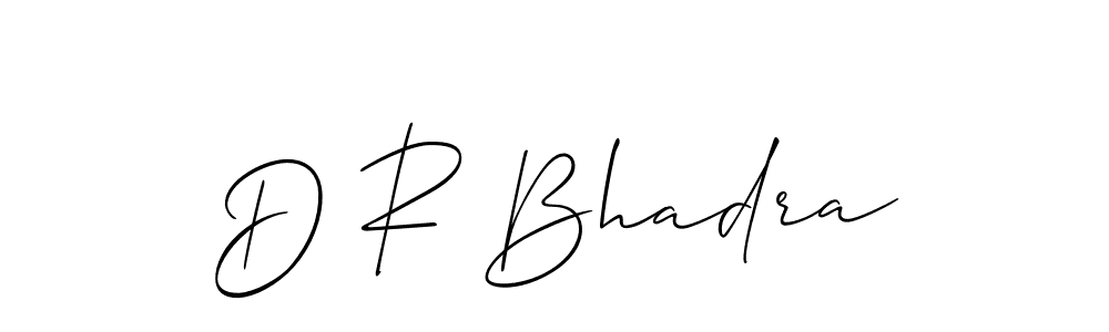 The best way (Allison_Script) to make a short signature is to pick only two or three words in your name. The name D R Bhadra include a total of six letters. For converting this name. D R Bhadra signature style 2 images and pictures png