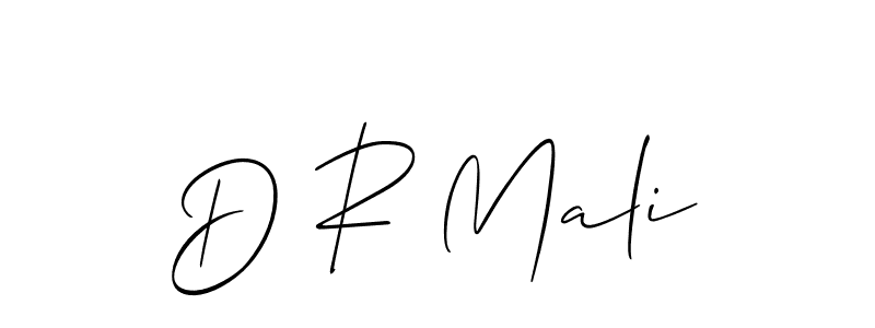 The best way (Allison_Script) to make a short signature is to pick only two or three words in your name. The name D R Mali include a total of six letters. For converting this name. D R Mali signature style 2 images and pictures png