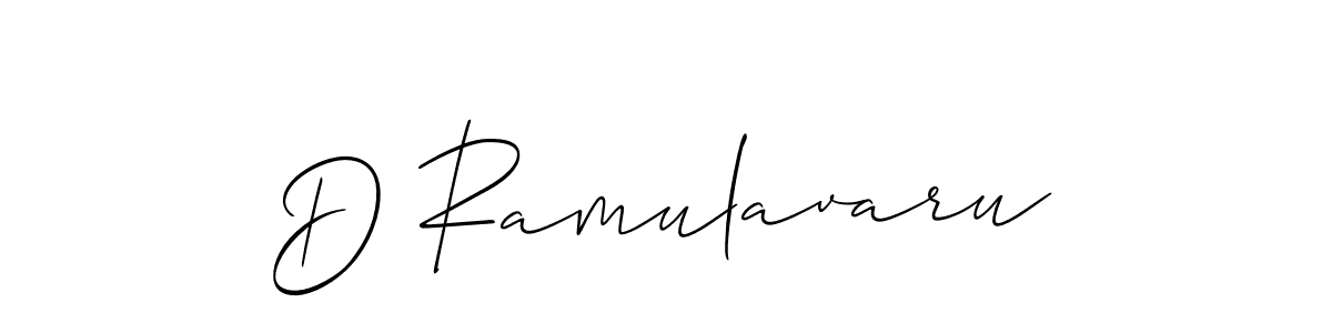 The best way (Allison_Script) to make a short signature is to pick only two or three words in your name. The name D Ramulavaru include a total of six letters. For converting this name. D Ramulavaru signature style 2 images and pictures png