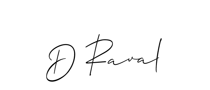 How to make D Raval name signature. Use Allison_Script style for creating short signs online. This is the latest handwritten sign. D Raval signature style 2 images and pictures png