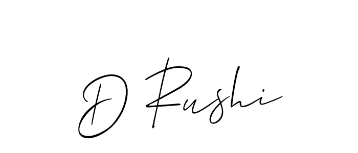 Also we have D Rushi name is the best signature style. Create professional handwritten signature collection using Allison_Script autograph style. D Rushi signature style 2 images and pictures png