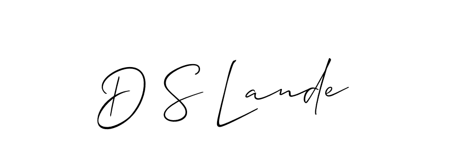 if you are searching for the best signature style for your name D S Lande. so please give up your signature search. here we have designed multiple signature styles  using Allison_Script. D S Lande signature style 2 images and pictures png