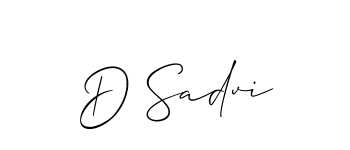 It looks lik you need a new signature style for name D Sadvi. Design unique handwritten (Allison_Script) signature with our free signature maker in just a few clicks. D Sadvi signature style 2 images and pictures png