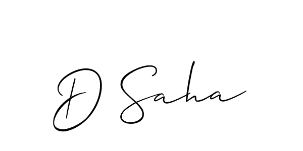 Use a signature maker to create a handwritten signature online. With this signature software, you can design (Allison_Script) your own signature for name D Saha. D Saha signature style 2 images and pictures png