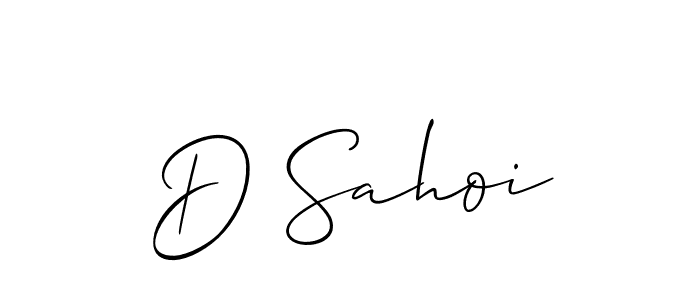 The best way (Allison_Script) to make a short signature is to pick only two or three words in your name. The name D Sahoi include a total of six letters. For converting this name. D Sahoi signature style 2 images and pictures png