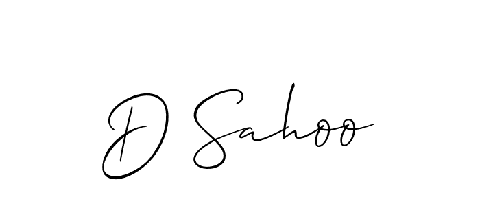 Use a signature maker to create a handwritten signature online. With this signature software, you can design (Allison_Script) your own signature for name D Sahoo. D Sahoo signature style 2 images and pictures png