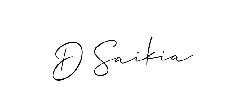 It looks lik you need a new signature style for name D Saikia. Design unique handwritten (Allison_Script) signature with our free signature maker in just a few clicks. D Saikia signature style 2 images and pictures png