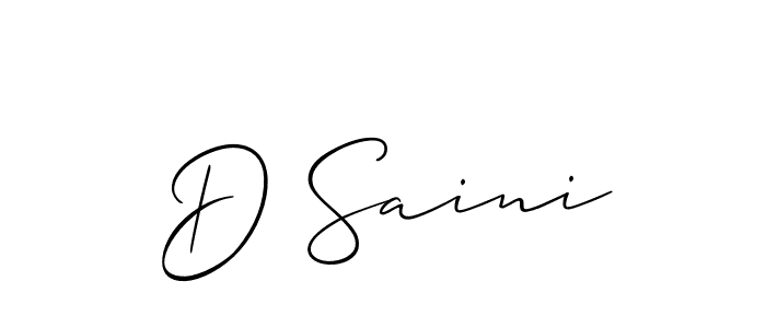 The best way (Allison_Script) to make a short signature is to pick only two or three words in your name. The name D Saini include a total of six letters. For converting this name. D Saini signature style 2 images and pictures png