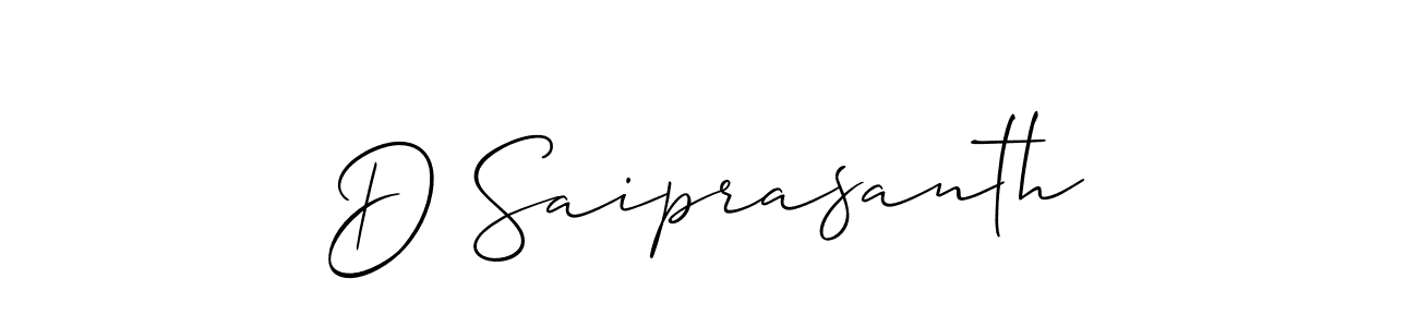 Allison_Script is a professional signature style that is perfect for those who want to add a touch of class to their signature. It is also a great choice for those who want to make their signature more unique. Get D Saiprasanth name to fancy signature for free. D Saiprasanth signature style 2 images and pictures png