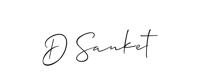 The best way (Allison_Script) to make a short signature is to pick only two or three words in your name. The name D Sanket include a total of six letters. For converting this name. D Sanket signature style 2 images and pictures png